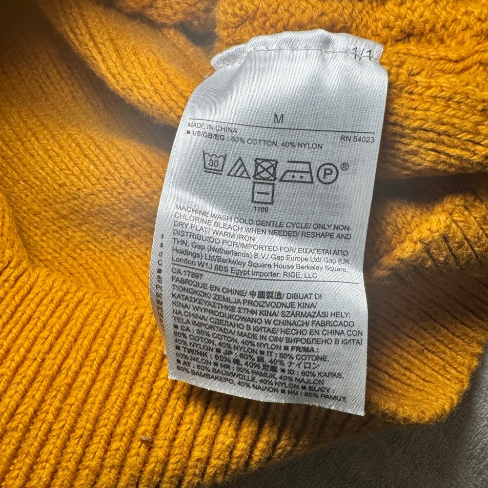 Banana Republic Mustard Yellow Cable Knit Crew Neck Sweater Women's Medium EUC - Picture 9 of 10